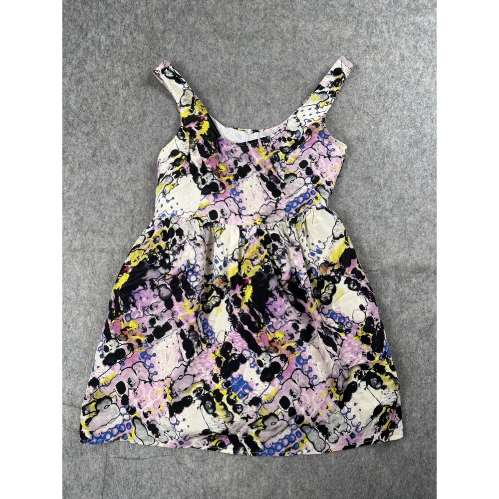 Silence + Noise Dress Womens Small Multicolor Abstract Splatter Mini Y2K Boho